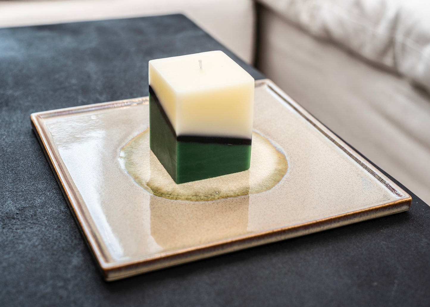Colour Blocking Green Candle