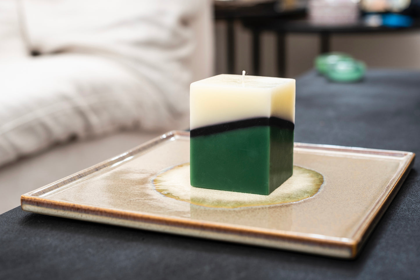Colour Blocking Green Candle
