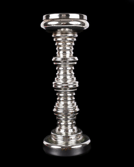 Medium Silver Ribbed Candleholder